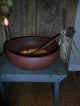 Primitive Large Wooden Bowl,  Dried Corn,  Old Wood Spoon,  Early Farmhouse Look Primitives photo 5