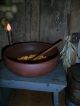 Primitive Large Wooden Bowl,  Dried Corn,  Old Wood Spoon,  Early Farmhouse Look Primitives photo 6