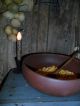 Primitive Large Wooden Bowl,  Dried Corn,  Old Wood Spoon,  Early Farmhouse Look Primitives photo 8
