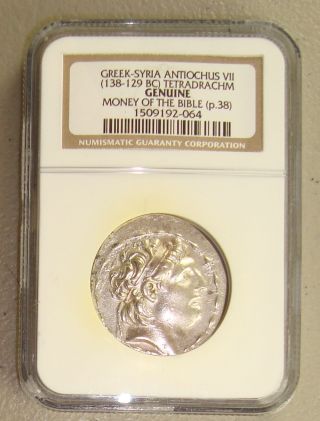 138 - 129 Bc Antiochus Vii Ancient Greek Silver Tetradrachm Ngc Money Of The Bible photo