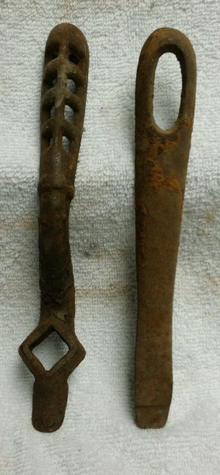 Lor Of 2 Antique Wood Stove Coal Stove Cast Iron Lid Lifter Handles photo