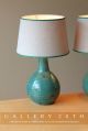 Stunning Mid Century Modern Atomic Table Pottery Lamps Eames Vtg Green 50s Pair Mid-Century Modernism photo 2