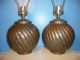 Pair: Antique Mission Arts & Crafts Vintage Copper Round Table Lamps,  Rewired Lamps photo 1