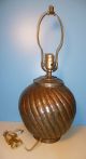 Pair: Antique Mission Arts & Crafts Vintage Copper Round Table Lamps,  Rewired Lamps photo 3