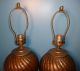 Pair: Antique Mission Arts & Crafts Vintage Copper Round Table Lamps,  Rewired Lamps photo 4