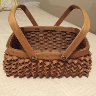 Vintage Native Penobscot Basket With 2 Swing Handles Twisted Weave photo