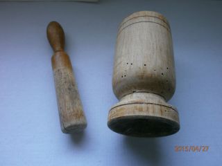 Old,  Wooden Mortar And Pestle Wood Vintage Europe. photo