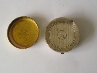 Solid Silver Compact With Brass Liner As Seen Scrap Birm 1925 photo