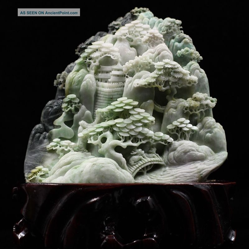 Exquisite Rare Natural Dushan Jade Hand - Carved Panasonic Gathering Statue Other Antique Chinese Statues photo