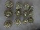 12 Antique Paste Stone Rhinestone Buttons On Metal 25.  4mm 1 