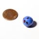 13mm Czech Antique Hand Spun Lampwork Blue Swirl Spotted Art Glass Ball Button Buttons photo 1