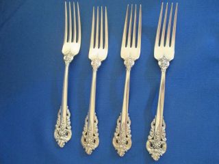 4 Wallace Sterling Grande Baroque Dinner Forks photo