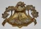 Art Nouveau Cast Brass Embossed Chestnut Leaf & Husk Inkwell Glass Liner 1890s Art Nouveau photo 10
