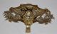 Art Nouveau Cast Brass Embossed Chestnut Leaf & Husk Inkwell Glass Liner 1890s Art Nouveau photo 1