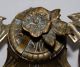 Art Nouveau Cast Brass Embossed Chestnut Leaf & Husk Inkwell Glass Liner 1890s Art Nouveau photo 3