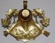 Art Nouveau Cast Brass Embossed Chestnut Leaf & Husk Inkwell Glass Liner 1890s Art Nouveau photo 5
