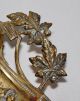 Art Nouveau Cast Brass Embossed Chestnut Leaf & Husk Inkwell Glass Liner 1890s Art Nouveau photo 6