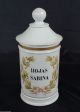 19th Century Apothecary Jar Hojas Sabina Paris White Porcelain French Bottles & Jars photo 2
