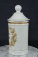 19th Century Apothecary Jar Hojas Sabina Paris White Porcelain French Bottles & Jars photo 4