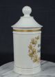 19th Century Apothecary Jar Hojas Sabina Paris White Porcelain French Bottles & Jars photo 6