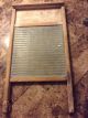 Antique Howard Woodenwarp Crown Glass & Wood Laundry Washboard.  Very Rare Primitives photo 1
