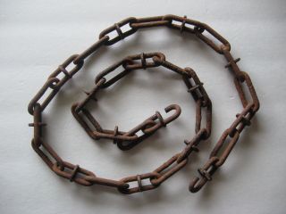 1 Antique Rusty Unusual Chain &link Hook Farm Industrial Steampunk Old Barn Find photo