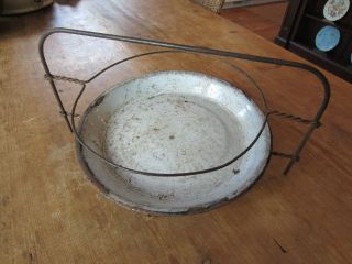 Antique Old Metal 2 Tier Pie Plate - Cooling Rack W/plate Wire Stand Pie Holder photo