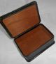Silver Leather & Wood Cigarette Box Art Nouveau London 1910 Boxes photo 5