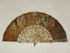 Antique French Spanish Carved Mother Pearl Gold Silver Inlay Hand Painted Fan Other Antique Decorative Arts photo 1