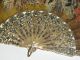 Antique French Spanish Carved Mother Pearl Gold Silver Inlay Hand Painted Fan Other Antique Decorative Arts photo 2
