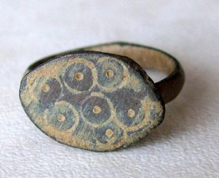 Authentic Ancient Roman Ring 1st - 2rd Centuries Devill Eyes Rare Type photo