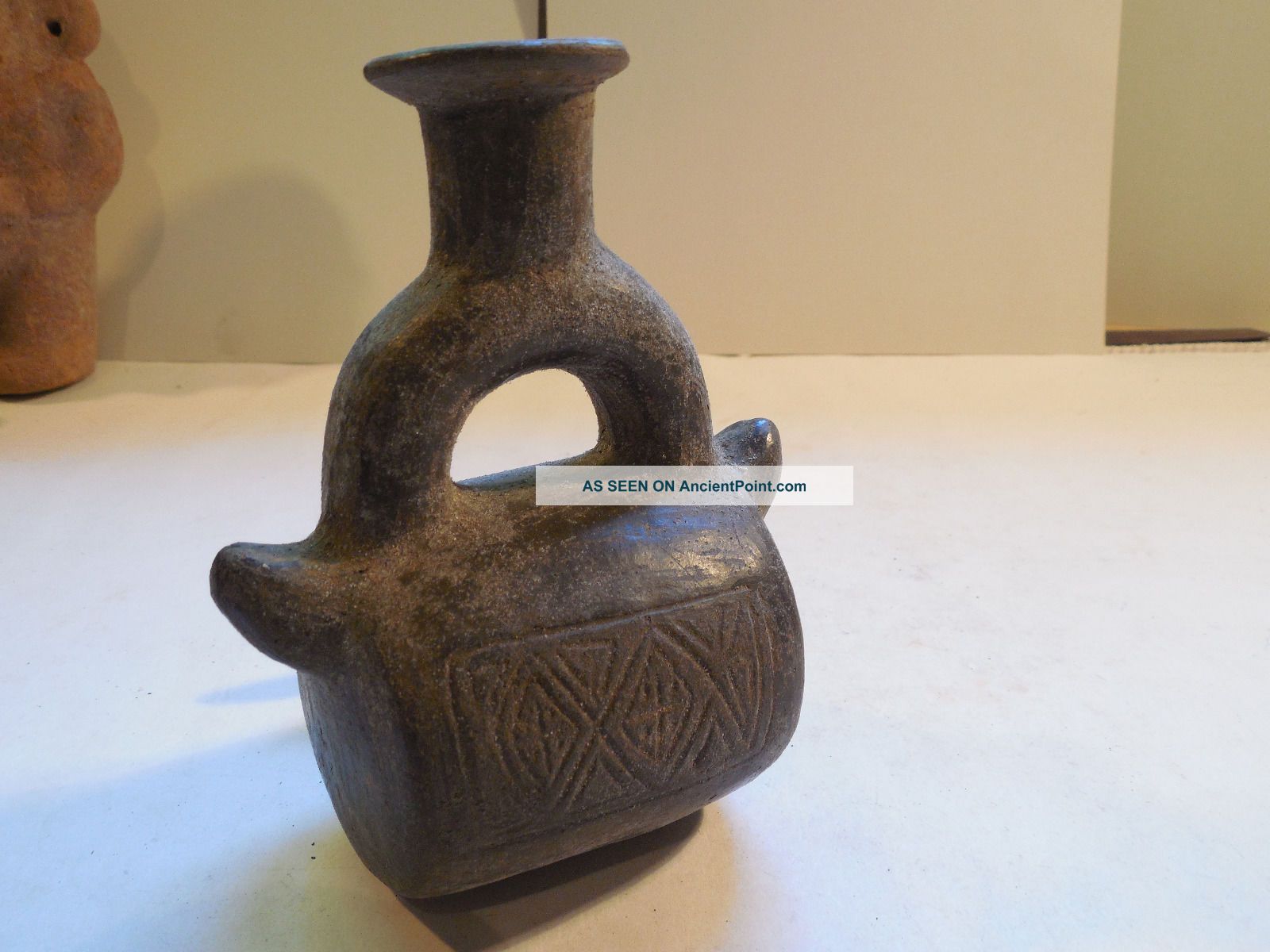 Chimu Stirrup Vessel Pre - Columbian Pottery Ancient Artifact Archaic Peru Mayan N The Americas photo
