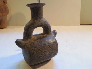 Chimu Stirrup Vessel Pre - Columbian Pottery Ancient Artifact Archaic Peru Mayan N photo