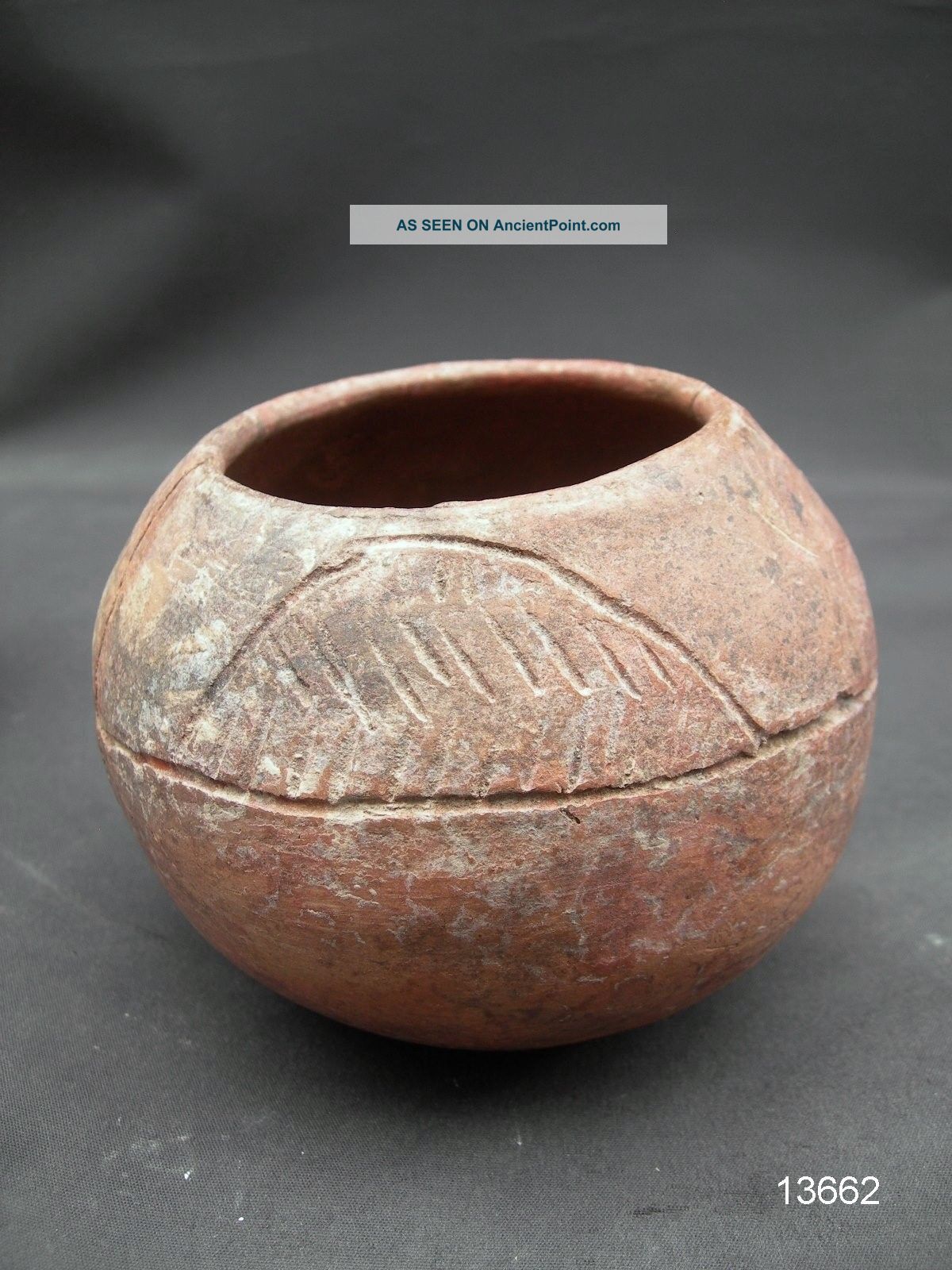 200bc - 1400ad Pre Columbian Native American Indian Florida Incised Round Bowl The Americas photo