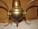 Antique Art Deco Chandelier Ceiling Light Fixture 3 Perkins Socket Brass Bronze Chandeliers, Fixtures, Sconces photo 4