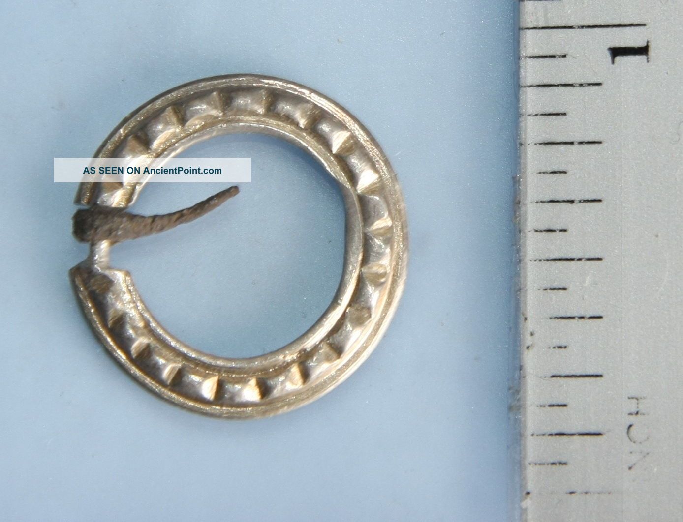 Ancient Old Silver Ornament Fibula Brooch (jne03) Viking photo
