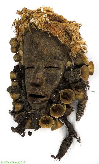 Dan Dangle Mask With Bells And Metal Pendants Liberia Africa photo