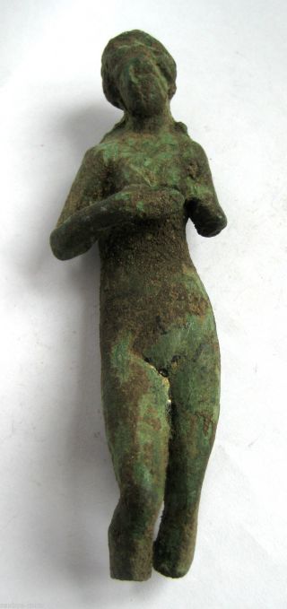 Circa.  50 - 100 A.  D British Found Roman Ae Bronze Statue Of Male Deity - Mercury photo