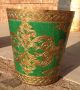 Vintage Italian Florentine Gilt Gold & Green Tole Waste Trash Can Fleur De Lis Toleware photo 1