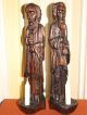 Vintage Hand Carved Wooden Old Men Candle Holders Figurines - Statues Carved Figures photo 9