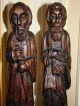 Vintage Hand Carved Wooden Old Men Candle Holders Figurines - Statues Carved Figures photo 2