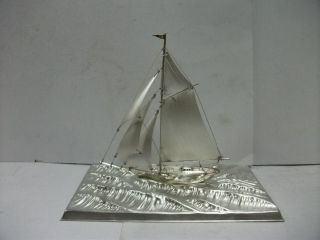 The Sailboat Of Silver985 Of The Most Wonderful Japan.  A Japanese Antique. photo
