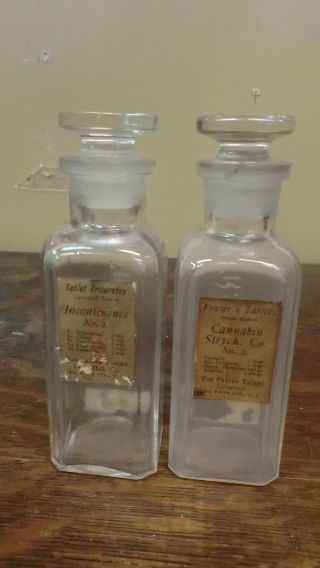 Antique Fraser ' S Tablet Company Ny Apothecary Bottle Glass Stopper Qty 2 photo