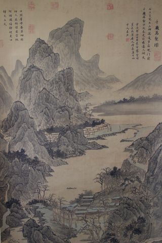 T26a0 Great Mountain & River Landscape Chinese Hanging Scroll photo