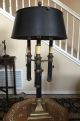Signed Chapman French Brass Bouillotte Lamp With Tole Shade Mid-Century Modernism photo 1
