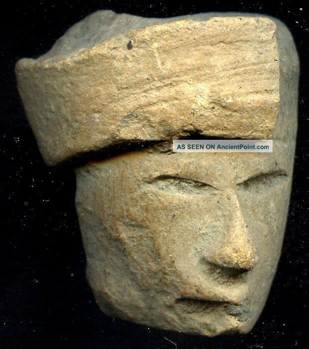 Pre - Columbian Aztec Mazapan Clay Figure Head,  Ca; 700 - 1200 Ad The Americas photo