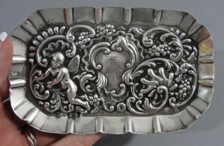 Antique 19thc Victorian Williams Comyns English Sterling Silver Tray W/ Fairy photo