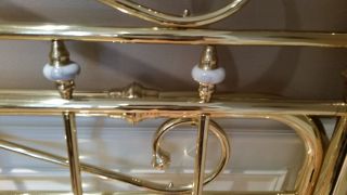 Brass Bed Frame W/ Marble Accents - King Size photo