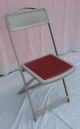 4 Vintage Mid Century Metal Industrial Folding Chairs Shabby Retro Eames Post-1950 photo 2