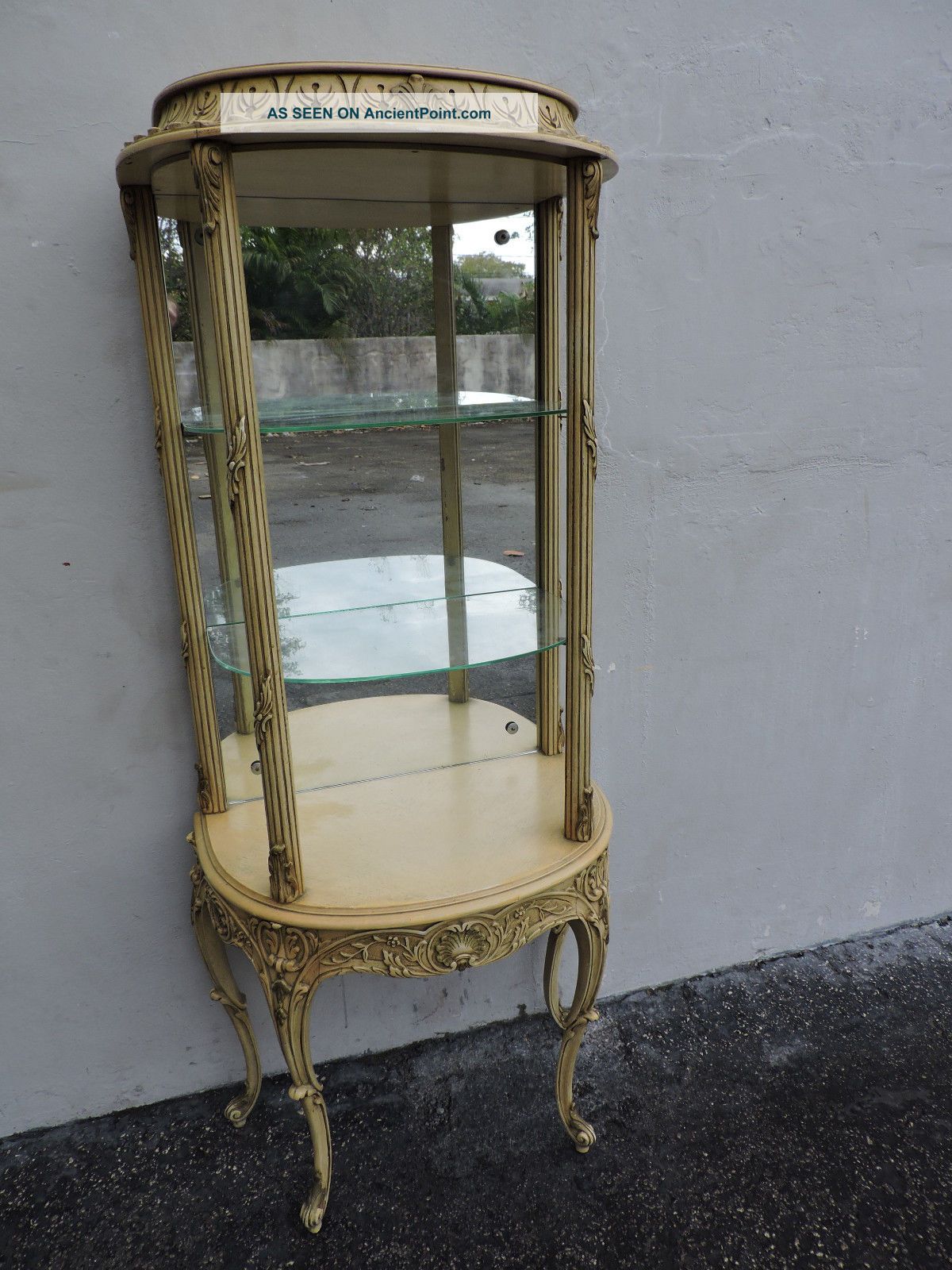 French Carved Painted Mirrored Curio Cabinet / Display Cabinet 6343 1900-1950 photo